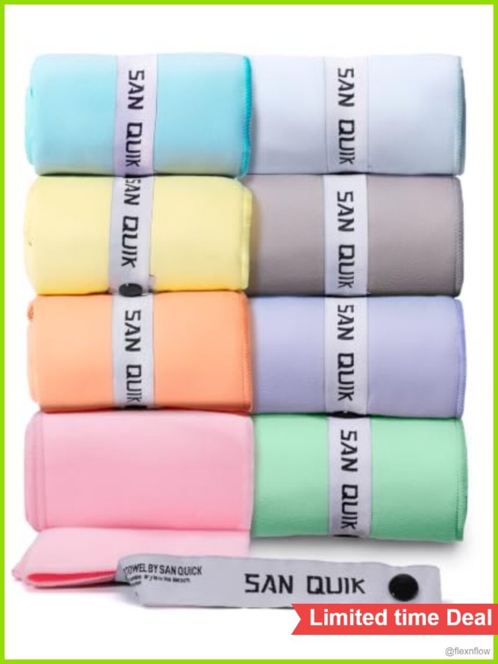 Microfiber Workout Towels Set of 8 Quick Dry Silver Ion Odor-Free Gym Yoga